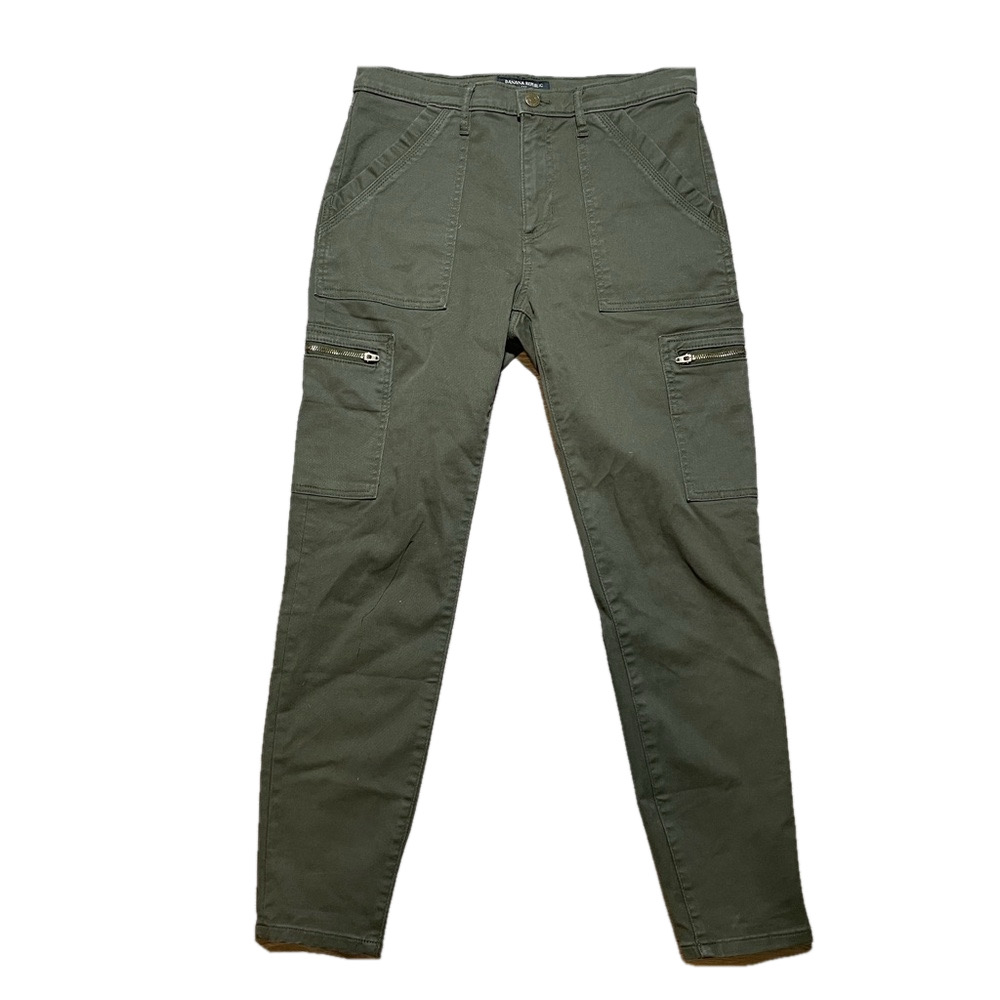 Banana Republic Green Cargo Pants Size 4 High Rise Skinny Fit Zipper Pocket